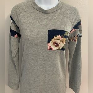 First Look Gray Floral Top